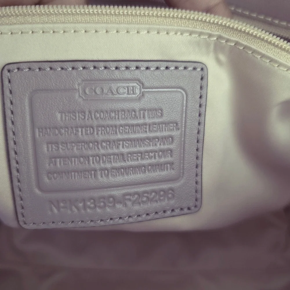 Coach Taylor East West Satchel Lavender Purple Leather Shoulder Bag